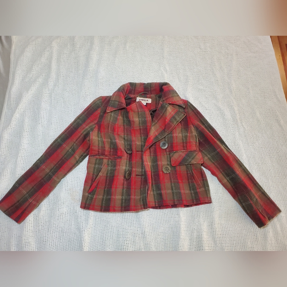 Plaid Double-Breasted Women's Jacket Size Large
